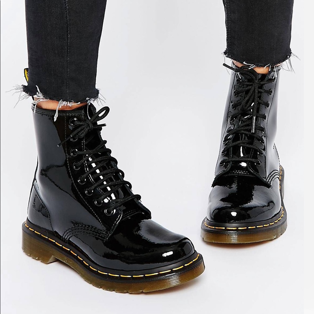 Dr. Martens Black Patent 1460 Lace-Up Combat Boots